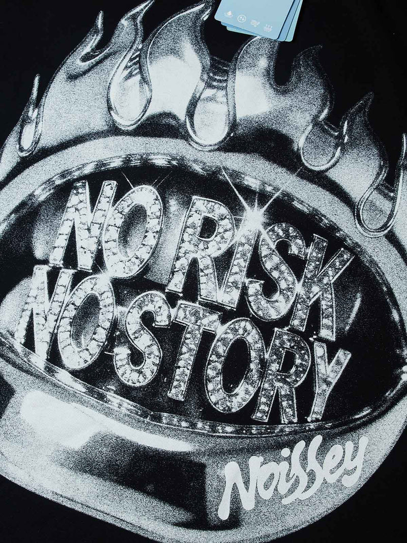 NOISSEY "Metal Flame" No Risk No Story Graphic Oversized Tee - Onyx Black