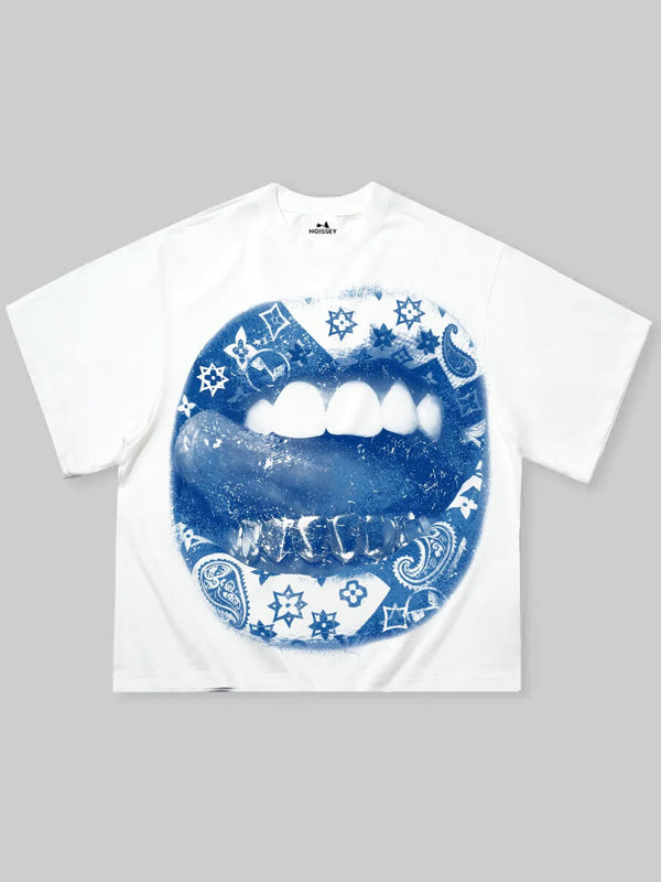NOISSEY Blue Paisley Grillz Boxy Heavyweight Cooling Tee