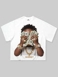 NOISSEY Rich Forever boxy heavyweight cooling tee in white front view.